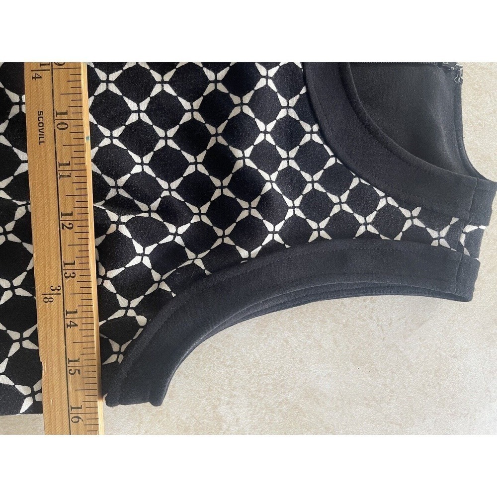 Talbots Womens Black White Patterned Sheath Dress MIDI Size 10P Sleeveless - Picture 12 of 14